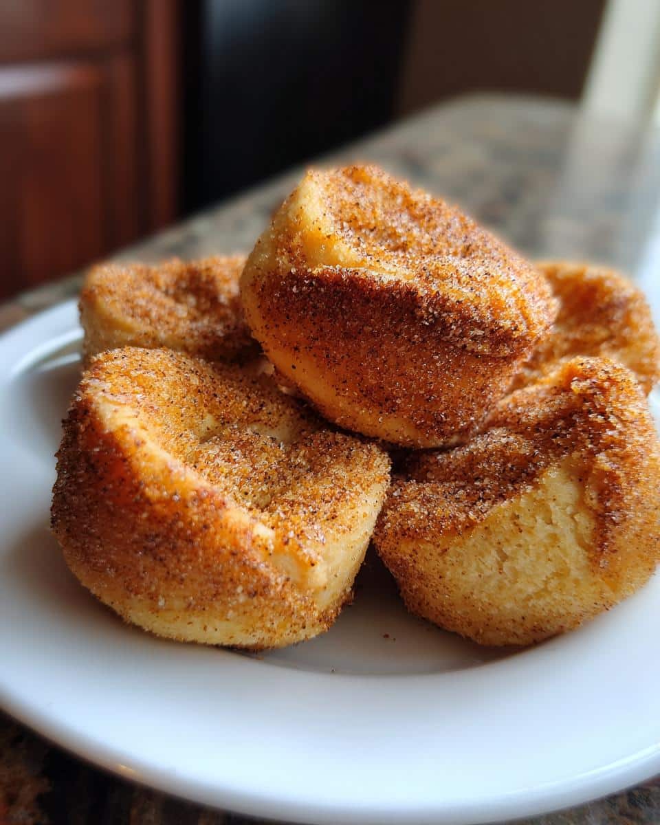 A plate of freshly baked 2-Ingredient Pumpkin Dog Treats, sprinkled with cinnamon and sugar.