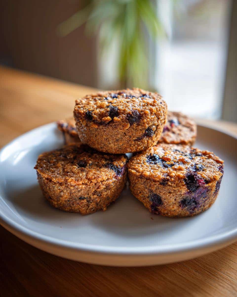 A stack of homemade Apple Blueberry Dog Bites on a plate, ready to be served.