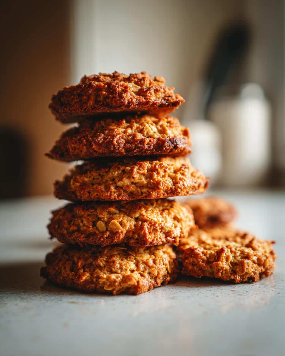A stack of homemade Applesauce Oat Dog Treats, perfect for your furry friend. Delicious and healthy!