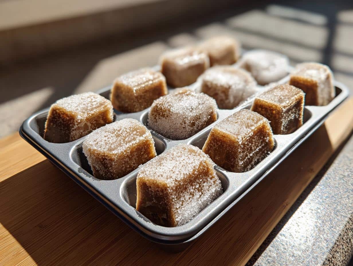 Homemade Frozen Banana Dog Treat Recipes in a muffin tin, ready for your furry friend!