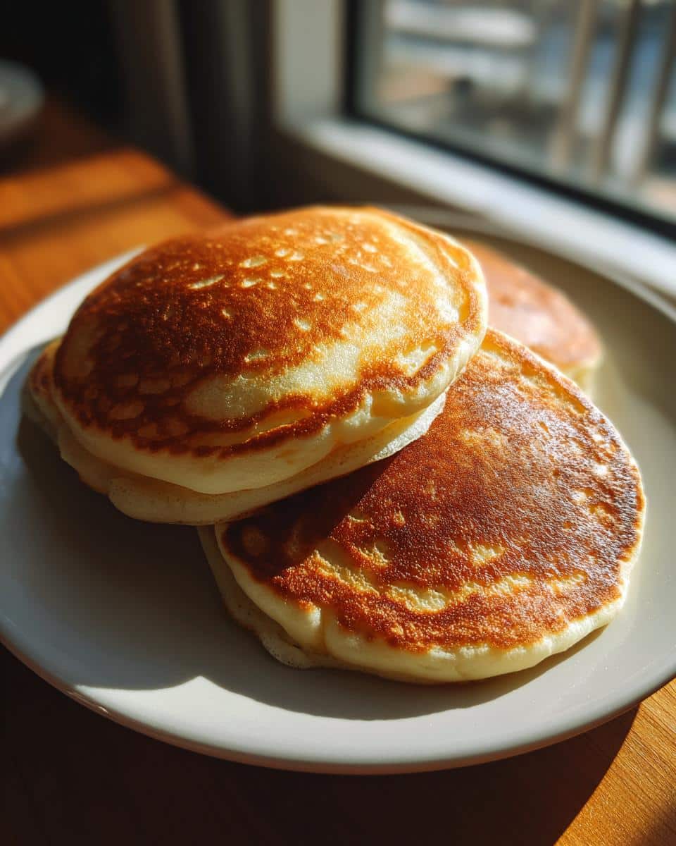 A stack of golden Homemade Dog Pancakes on a white plate, ready to be served as a tasty treat.