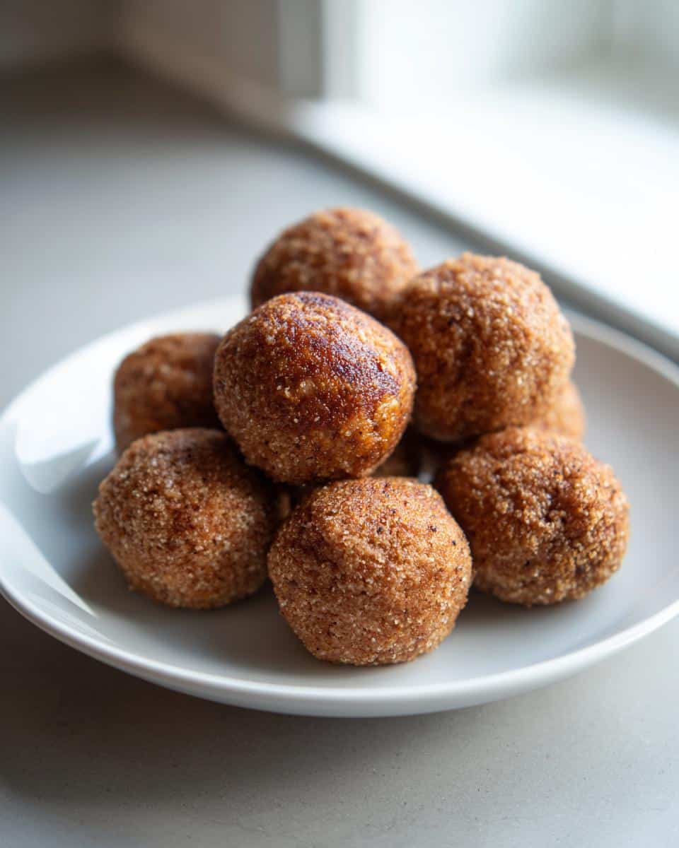 A plate of freshly made Meatballs for Dogs. They are round, slightly browned, and piled on a white plate.