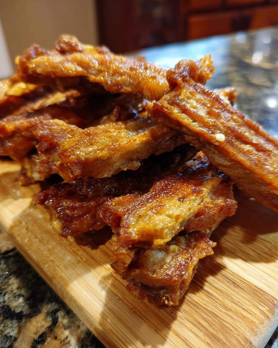 Pile of homemade Peanut Butter Chicken Broth Dog Treats on a wooden cutting board, ready to serve.