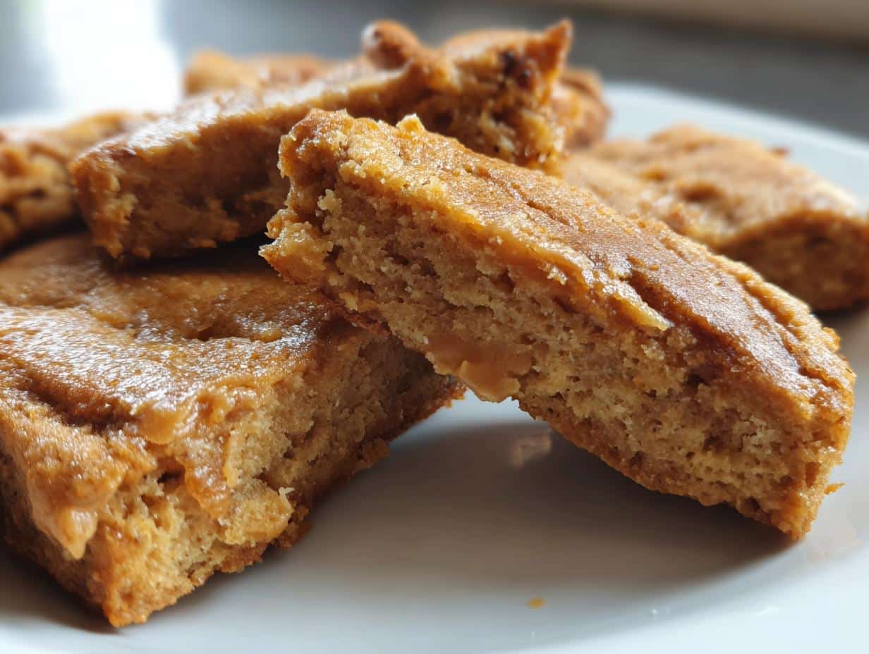 Close-up of homemade Peanut Butter Chicken Broth Dog Treats on a white plate, ready to be enjoyed by your furry friend.