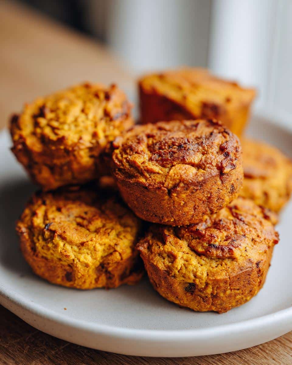 A stack of freshly baked Peanut Butter Pumpkin Baked Dog Treats on a plate, ready to be served.