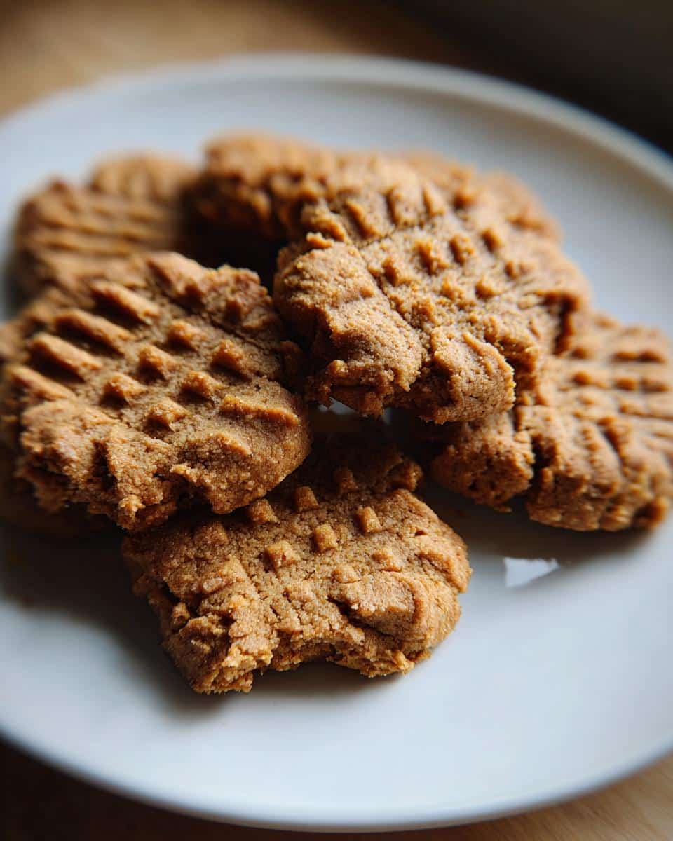A plate of freshly baked Peanut Butter Yogurt Dog Treats, showing their texture and appealing look.
