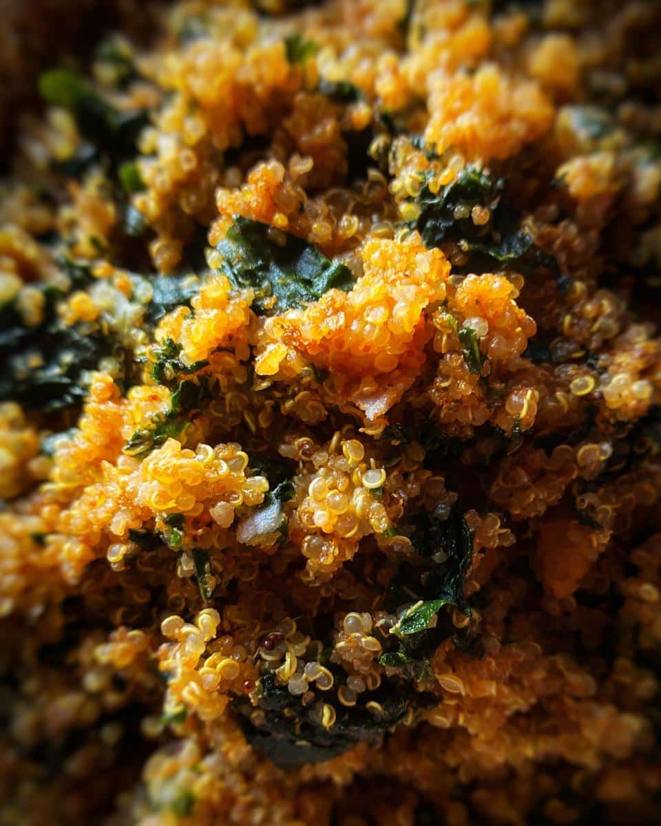 Close-up of Quinoa & Spinach Dog Meal, showing texture and ingredients.