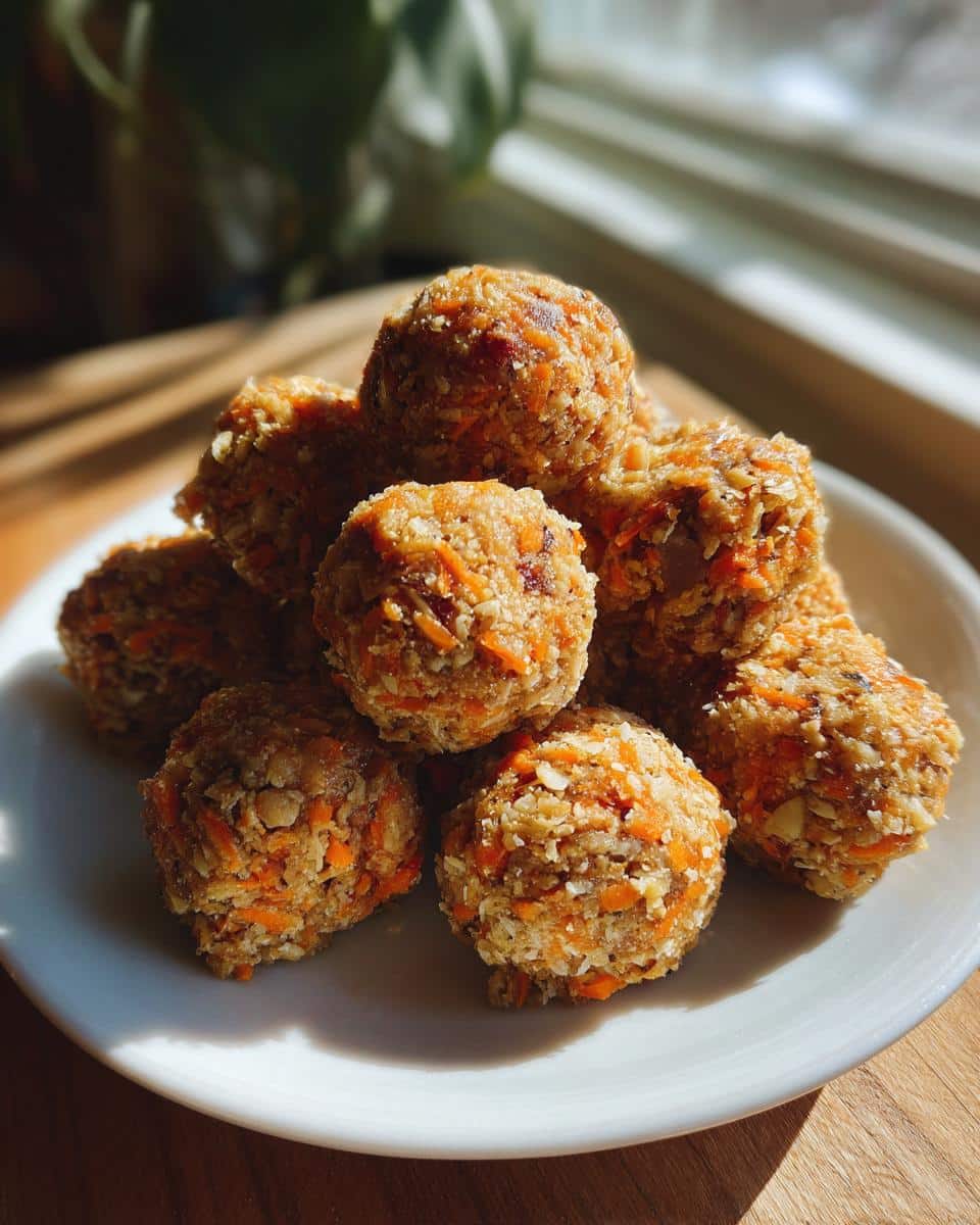 A stack of homemade Soft Carrot Peanut Butter Dog Treats on a white plate, ready to be served.