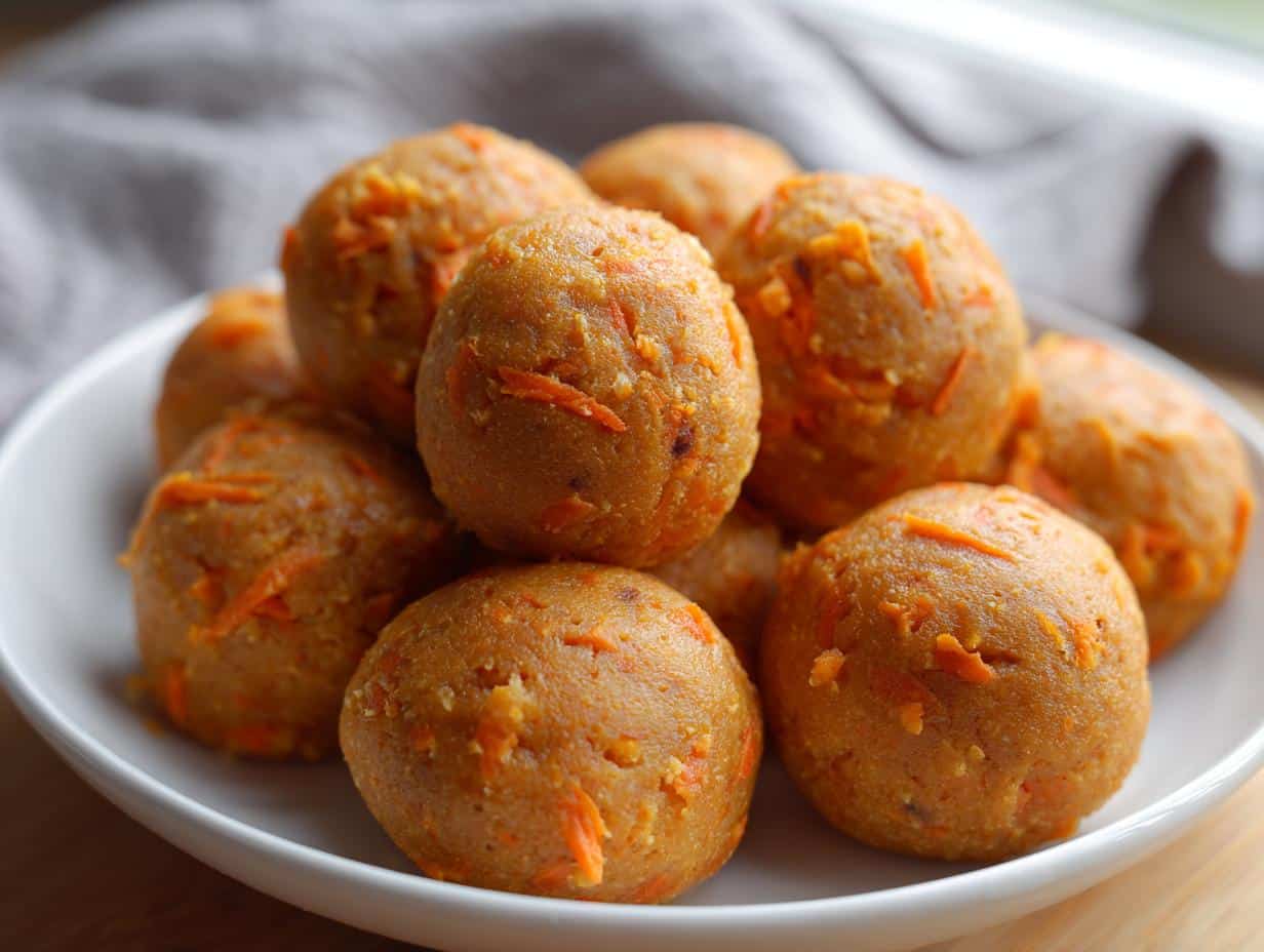 A plate of homemade Soft Carrot Peanut Butter Dog Treats, perfect for your furry friend.