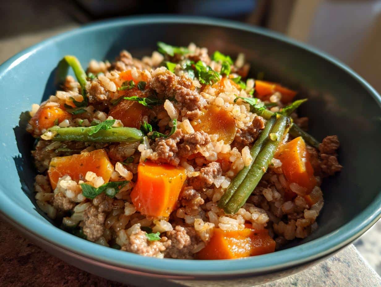 Delicious Fresh Veggie & Beef Dog Bowl: 1 Game-Changer