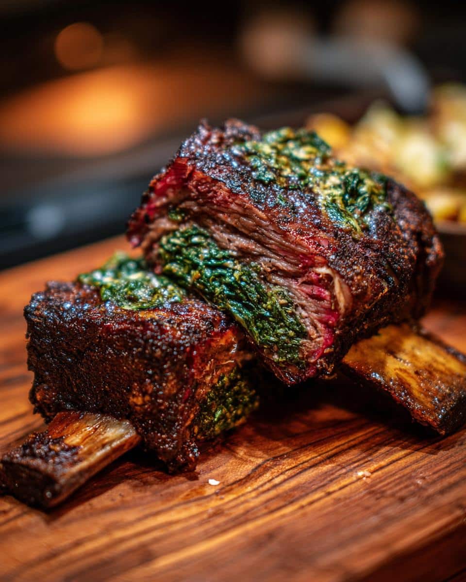 Two pieces of Raw Beef & Spinach Fresh Dog Meal on a wooden board, ready to be served.