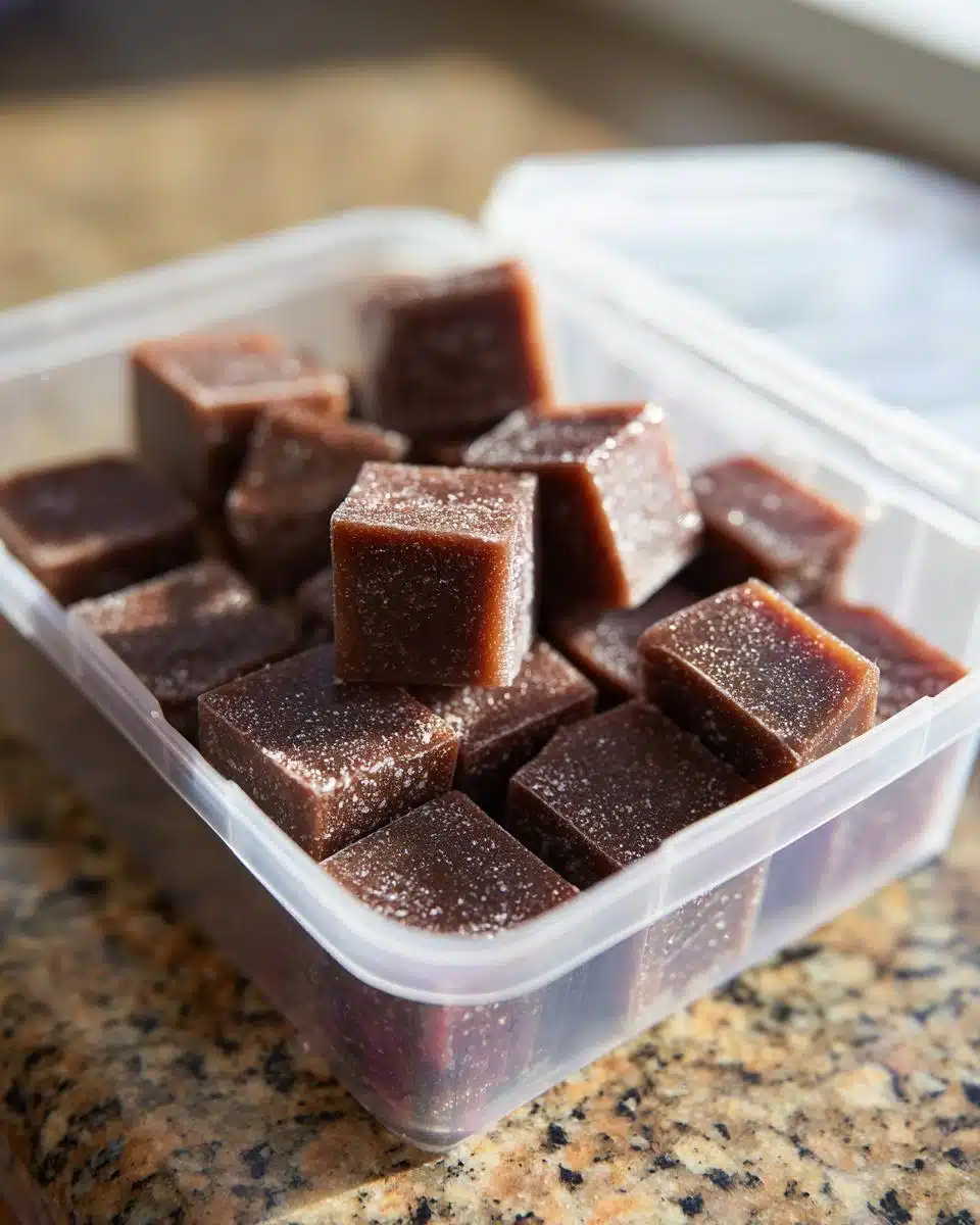 Container of Vet-Approved Chicken Liver Protein Boost cubes. Nutritious treat for pets.