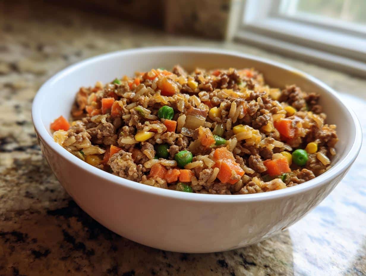 Amazing 1-Pot Beef Oat Mixed Veggie Pup Meal