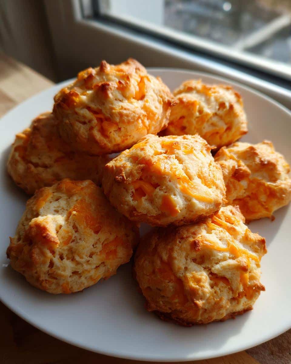 A pile of golden brown Apple & Cheddar Dog Treats studded with visible orange cheddar cheese, resting on a white plate.