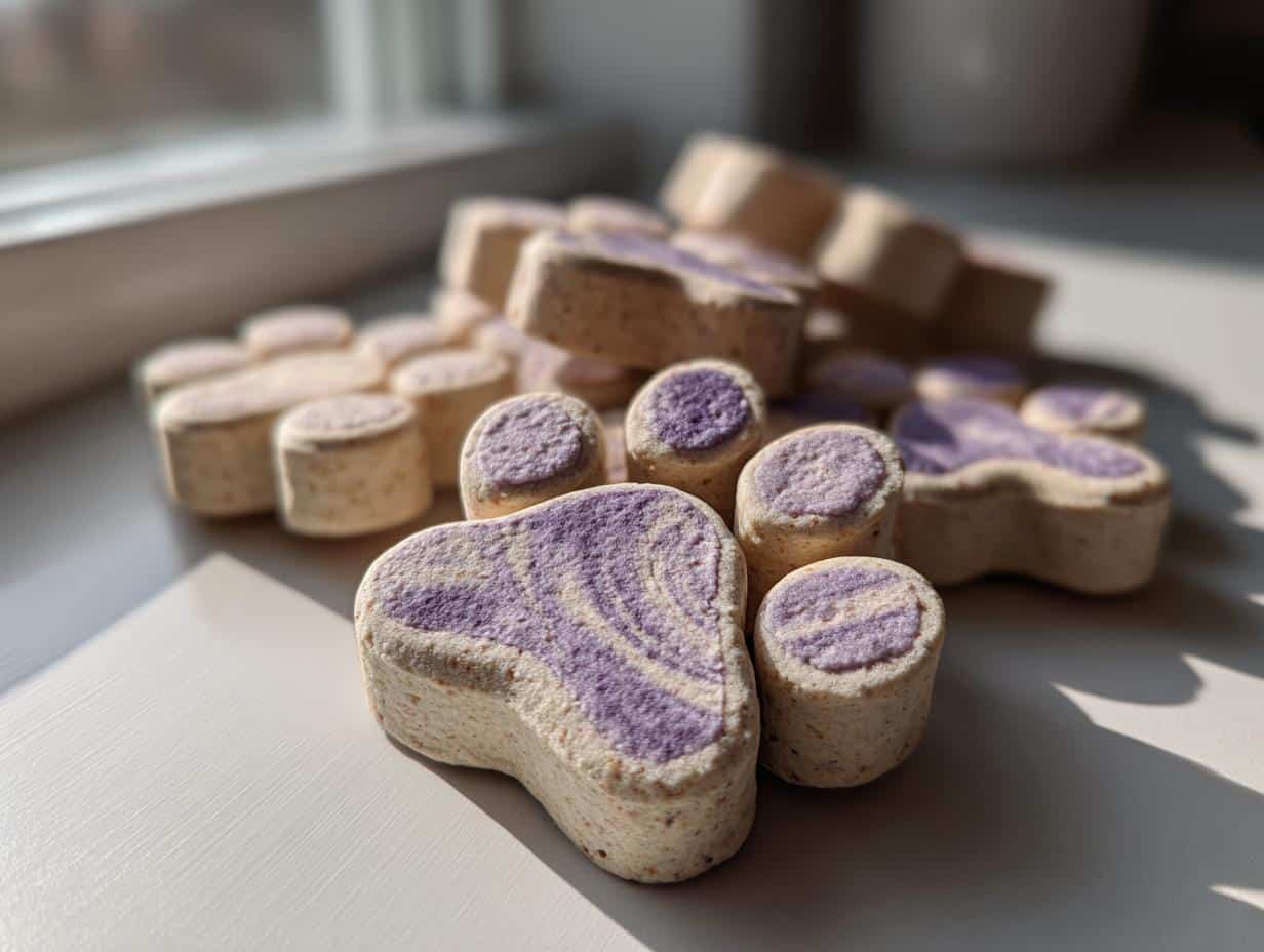 24 Amazing bluberry yogurt swirl dog paw treats