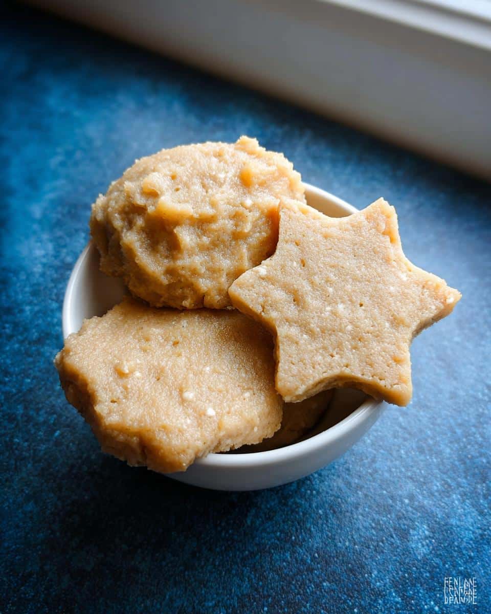 Close-up of soft, light brown, star-shaped and round beef treats for a Turkey-Free Soft Beef Pup Meal.