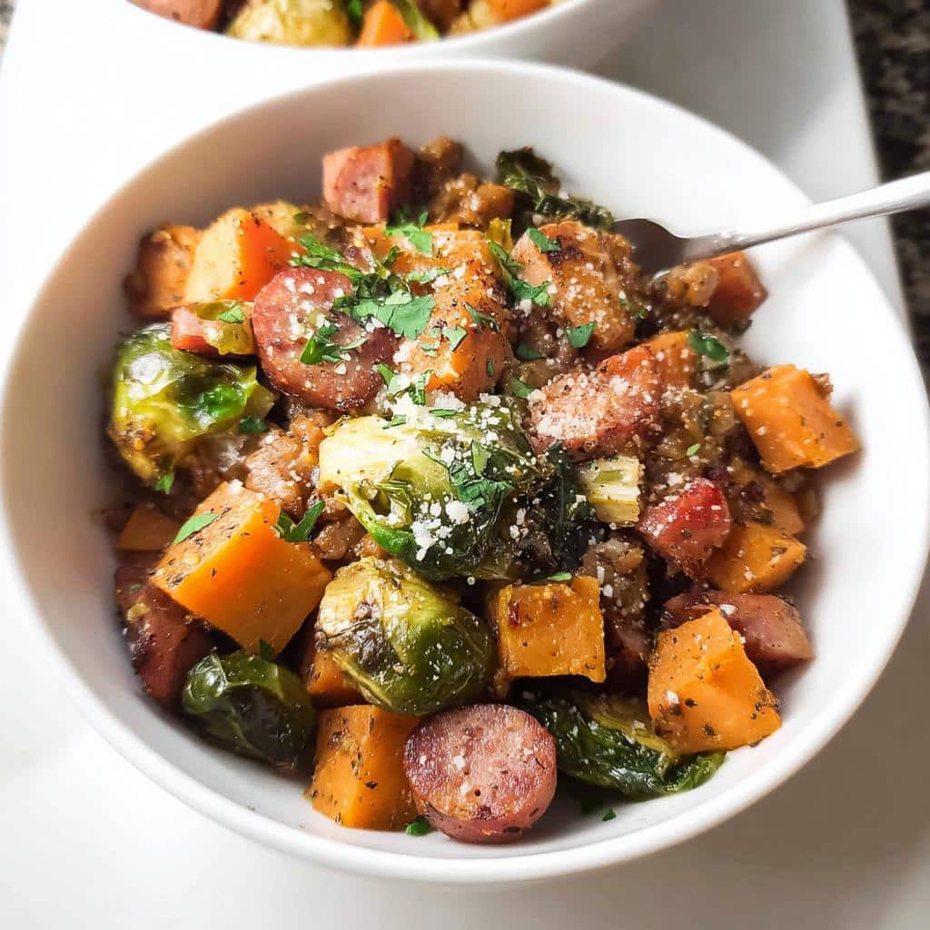 Close-up of a bowl containing a soft mixture of rice, chicken pieces, and vegetables, suitable for a Senior Dog Dish.