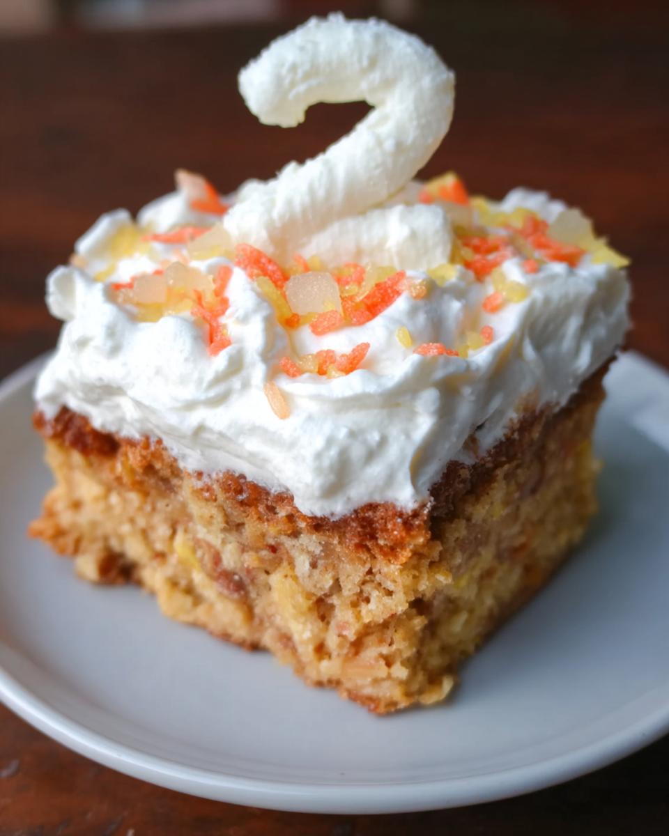 A square slice of baked Cheddar Apple Dog Cake Treats topped with white frosting and a number '2' decoration.