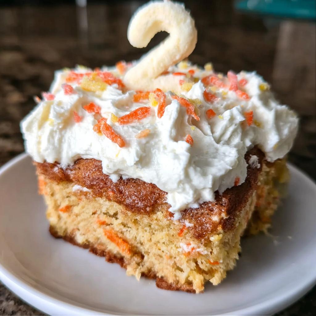 A slice of homemade Cheddar Apple Dog Cake Treats topped with white frosting and a number '2' candle.
