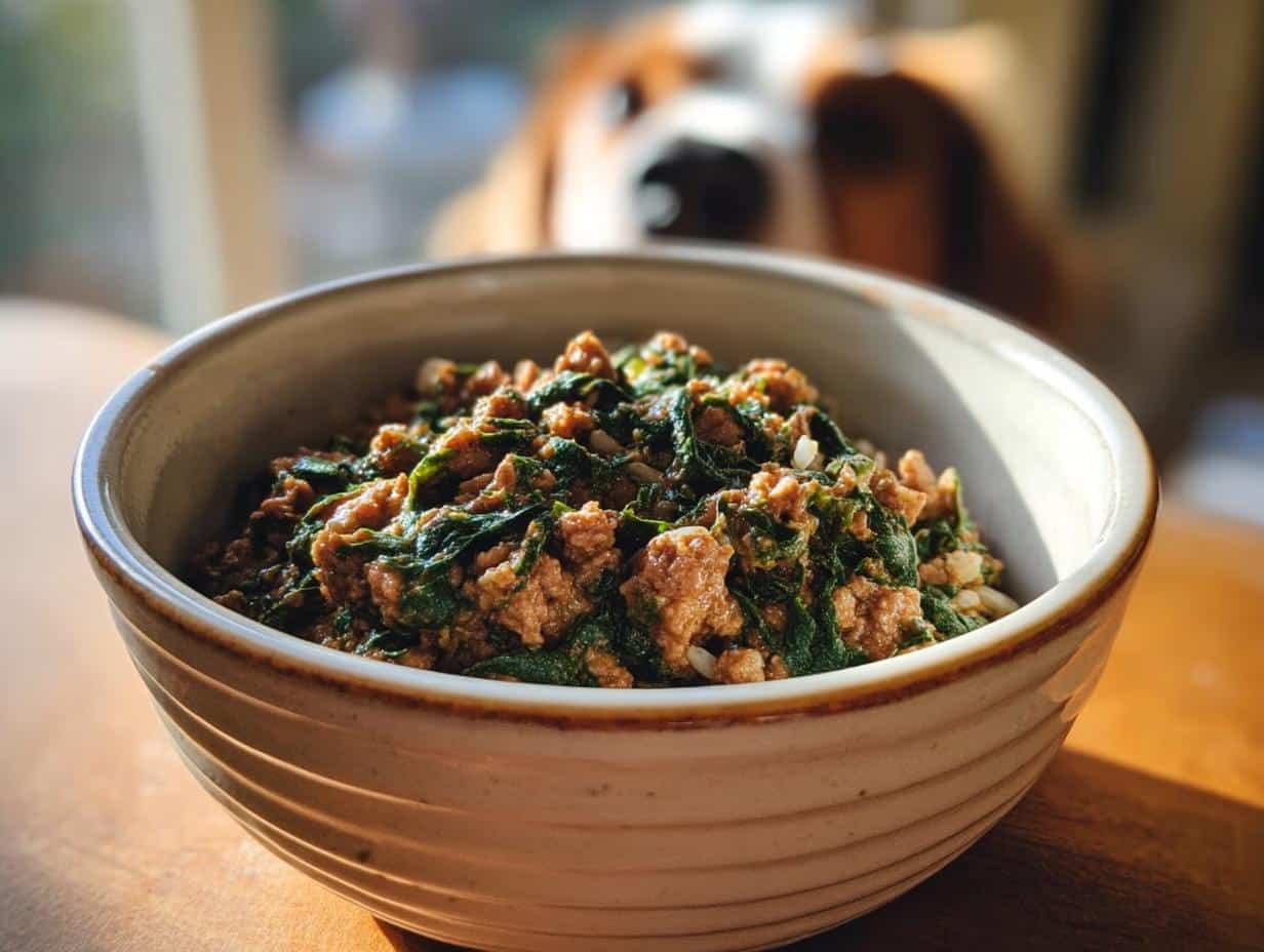 Amazing 20 Minute Ground Chicken and Spinach Puppy Food