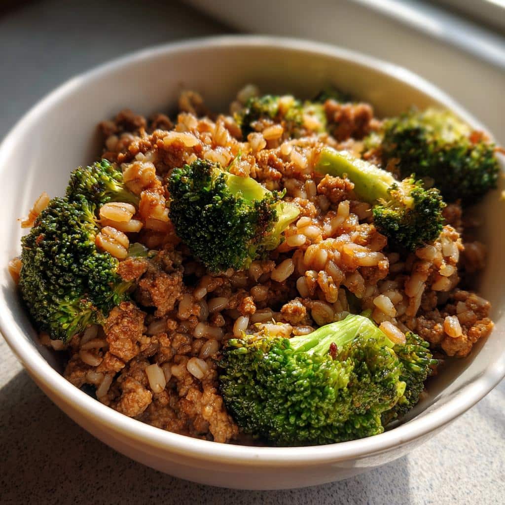 Close-up of a bowl containing the March Turkey, Barley & Broccoli Dog Food mixture.