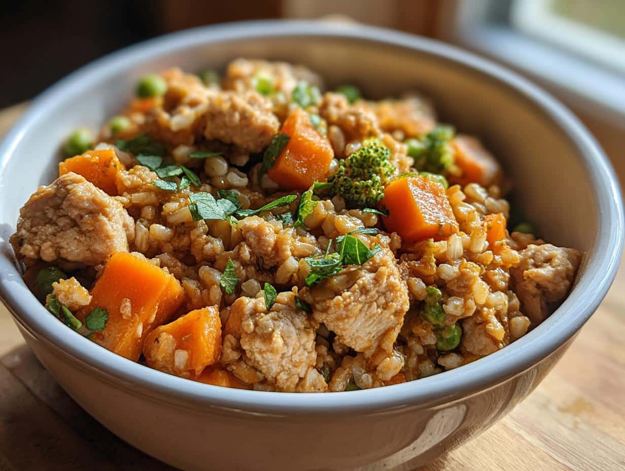 Amazing 4-Ingredient Turkey Brown Rice Dog Food